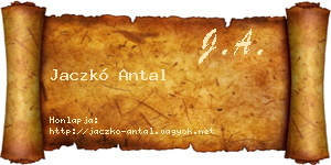 Jaczkó Antal névjegykártya